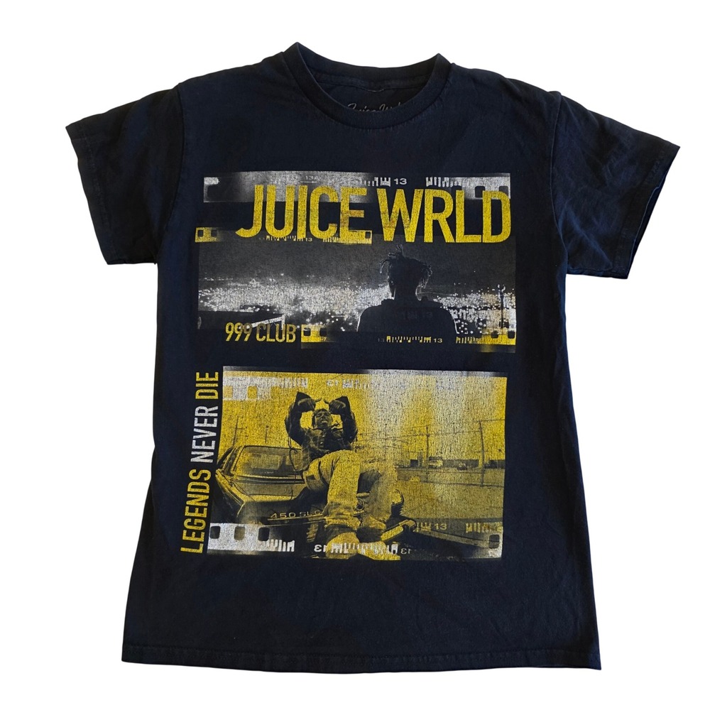 Juice WRLD 999 Club Legends Never Die Black Graphic T-Shirt Small Hip Hop Merch
